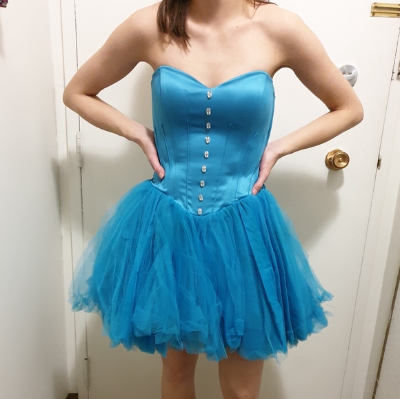 Betsey Johnson Blue Strapless Corset Tutu Dress - Picture 1 of 6